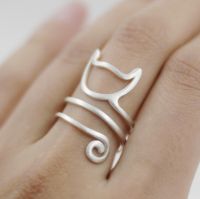 Cute Cat silver wire Ring, Silver Ring, Handmade cat face ring, size adjustable, wire ring, cat jewelry, wire jewelry, gift for her, Silver 925