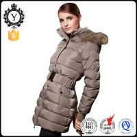 2016 COUTUDI Windproof Quilted Fashion Stylish Mid-thigh Length Long Puffer Fur Best Sale Goose Down Parka Women's