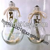 New style bulb lamp glass bottle, 250ml tea with milk glass bottle wholesale