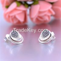 Fashion Simple Design 925 Silver Earring Jewelry With Clear Rhinestone