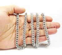 10K White Gold Solid Franco Link Chain 30-40 Inch 6mm