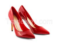 Red high-heeled wedding shoes fine with