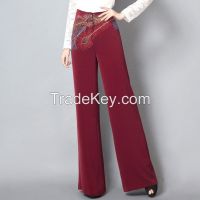 ELEGANT WIDE LEG SLIM WAISTED TROUSERS