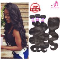 Brazilian virgin hair body wave lace closure 3 bundles Brazilian body wave with closure cheap human hair weave 8A hair wefts 