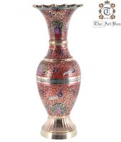 Brass Colorful Flower Vase Home Decor Metal Vases