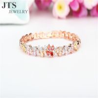 18K Rose Gold Plated Copper Bracelets Bangles Colorful Zircon Jewelry