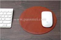 Genuine Brown Leather Office Computer Accessories Mouse Pad with Logo Custom
