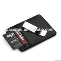 Custom High Quality Genuine Cowhide Leather Rfid Blocking Money Clip Wallet 