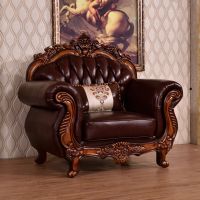 The living room genuine leather sofa set