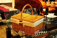 cheap handmade brown handled wicker picnic basket