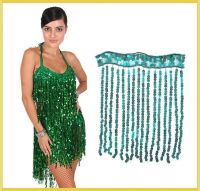 Newest  shiny fashionable custom sequins rayon fringe tassel trimming for dancewear skirt dress