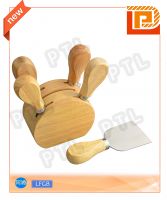 Rubber Wood Cheese Set With Rounded