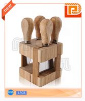 Wooden Cheese Set With Cubic Stand