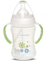 280ml Wide-neck dual color round shape feeding bottle
