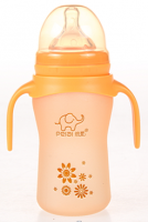 150ml silicone temperature sensing non-slip glass feeding bottle