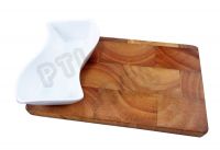 Wooden Cutting Board With Streamlined Ceramic