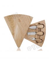 fan-shaped swiveling wooden cheese set(4 pieces)