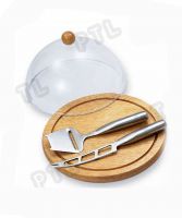 stainless steel cheese knife&amp;spatula with wooden chopping board and trasparent acrylic cover(4 pieces) 