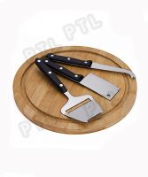 PP-handle cheese knife&soatula with bamboo cutting board(4 pieces) 