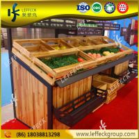 High capacity wooden fruit and vegetable display stand