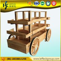 Soild wooden 3 layers bakery shelves with wheel