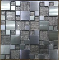 Square Mixed Metal 3d glass mosaic tile for kitchen diningroom decoration