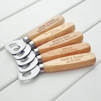  Premium Quality Flat Wooden Stainless Steel Bottle Opener with wood handle