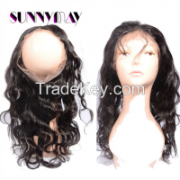360 Lace Band Brazilian Virgin Human Hair 360 Lace Frontal C