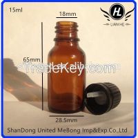 15ml amber liquid/essential oil glass bottle with theft-proof cap