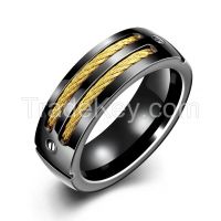Free shipping Titanium Ring Black Wide Mysterious Ring Band Party Jewe
