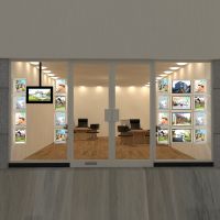 A3 Double Sided Estate Agent Office Window LED Acrylic Poster Frame Display Light Boxes Cable Hanging Kits System