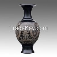 Han Vatan Black Pottery vase ceramic porcelain vase bird folk art
