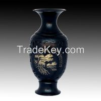 Soft and hard carving black pottery ceramic porcelain vase landscape