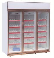Three Section Reach in Glass Door Beverage Chiller for convenient store and supermarket