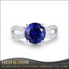 Fashion Jewelry Lab Blue Sapphire Gemstone 925 Sterling Silver Titanium Plated Women Ring
