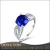 Fashion Jewelry Lab Blue Sapphire Gemstone 925 Sterling Silver Titanium Plated Women Ring