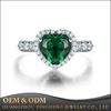 Hot Selling Romantic Women 18k White Gold Plating Gemstone 925 Sterling Silver Green Stone Heart Ring