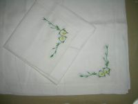 linen table napkin/runner/placemat with embroidery and hand hemstitch