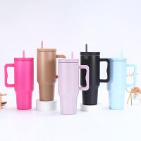 40oz handle car cup double wall stainless steel water bottle vacuum insulated tumbler with straw custom logo handle mug 2.0/3.0