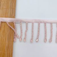 Sewing lace ribbon fabric glass beaded lace decoration, DIY curtain clothing accessories crystal two-color beaded tassel decoration