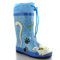 Cute cat pattern kids rubber rain boots