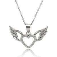 2017 New Arrivals 925 Silver Angel Wing Necklace Pendant for Women Micro Setting Jewelry Necklace for Christmas Gift