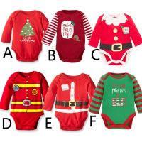 2017 New Baby Christmas Bodysuits Rompers Babies Xmas Santa Clothes Onesies Jumpsuits Infants Toddlers Cotton Long Sleeve Rompers For 0-3T