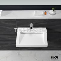 Solid surface corner bathroom sink long narrow wash sink