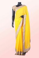 Yellow georgette Saree