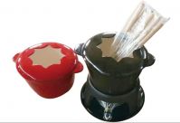 enamel cast fondue set