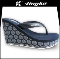 High quality summer lady beach wedge sandals flip flops women slippers eva From China