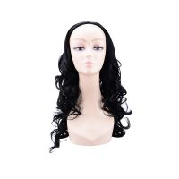 Black long curly half wig