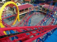 outdoor amusement overlapping roller coaster