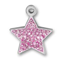 Pewter Pink Crystal Star Charm